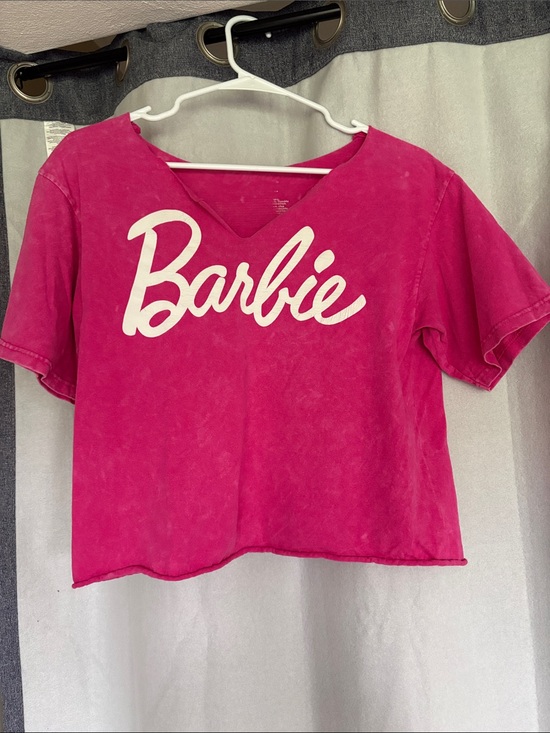 Barbie Tops - Barbie Hot Pink V-Neck Logo Tee